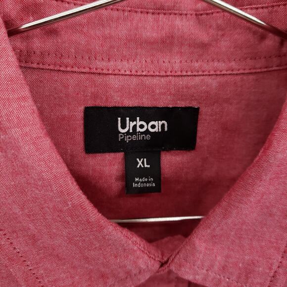 Urban Pipeline Shirt Boys Extra Large Red Long Sleeve Casual Poplin Button Up - Picture 11 of 12